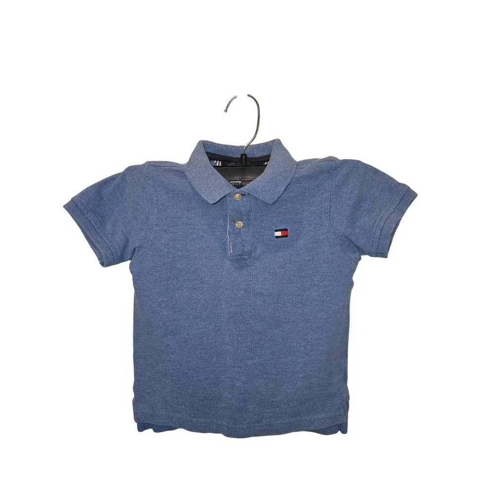 Tommy Hilfiger Boys Blue Short Sleeve Pique‎ Polo Shirt Size 3T Logo Cotton